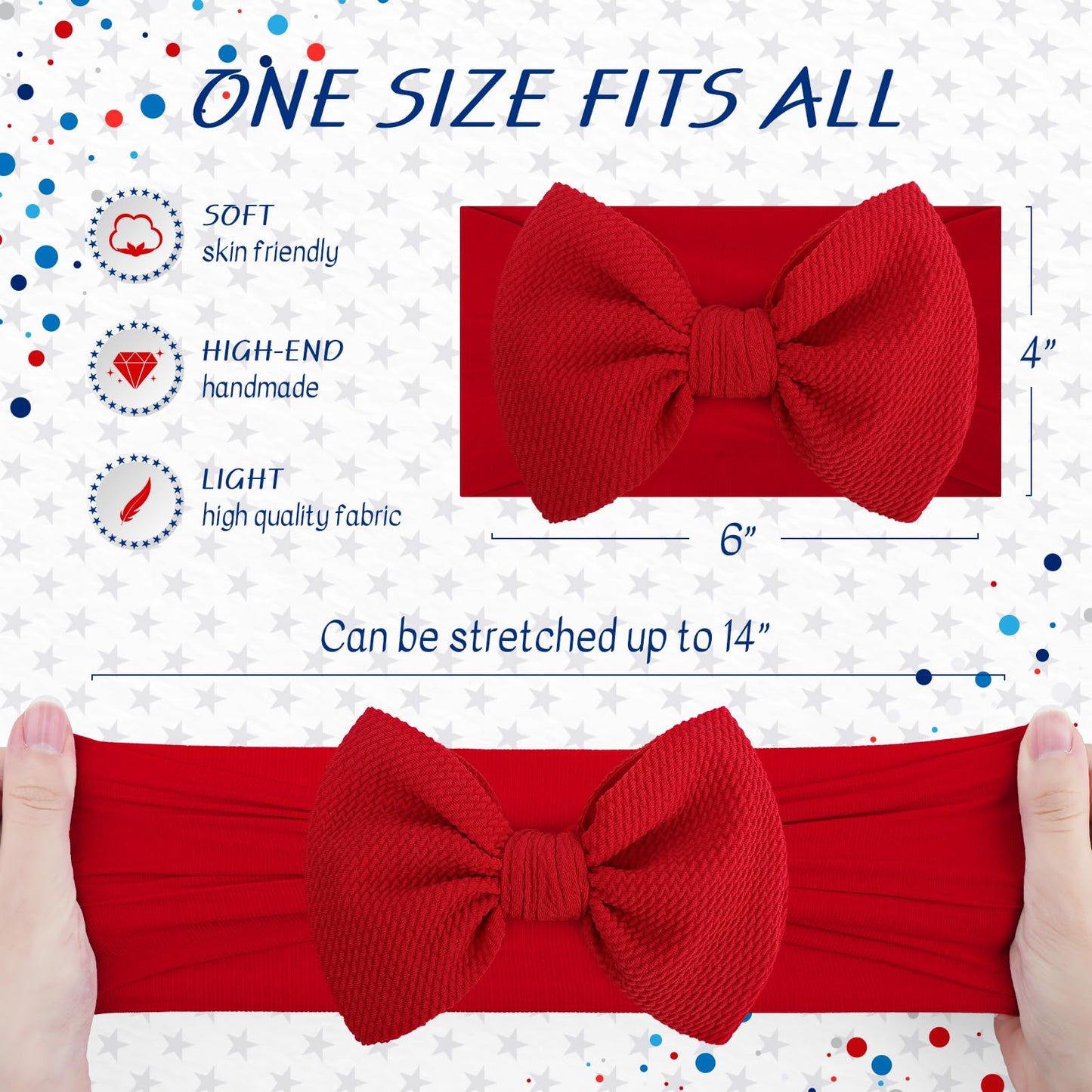 Lanmerry 4Th Of July Newborn Hair Accessories: Toddler Bows, Infant Cheer Bows, Head Wraps, Red Headband - Gifts For Baby Girls