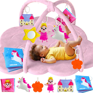 Quokka Baby Play Gym Xl - Unicorn-Themed Baby Play Mat With 6 Large Sensory Toys - Tummy Time Mat For Infant Development - Machi