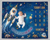 CLOTHINA Baby Monthly Milestone Photoshoot Blanket with Milestone Cards, Cotton, 115x95 cm, Animal Theme, 112 Months (Space)