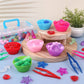 355 Pcs Summer Beach Sensory Bin Filler Fine Motor Toys Counting Sorting 200 Felt Toys 140 Resin Beach Creatures 8 Tweezers 6 Si