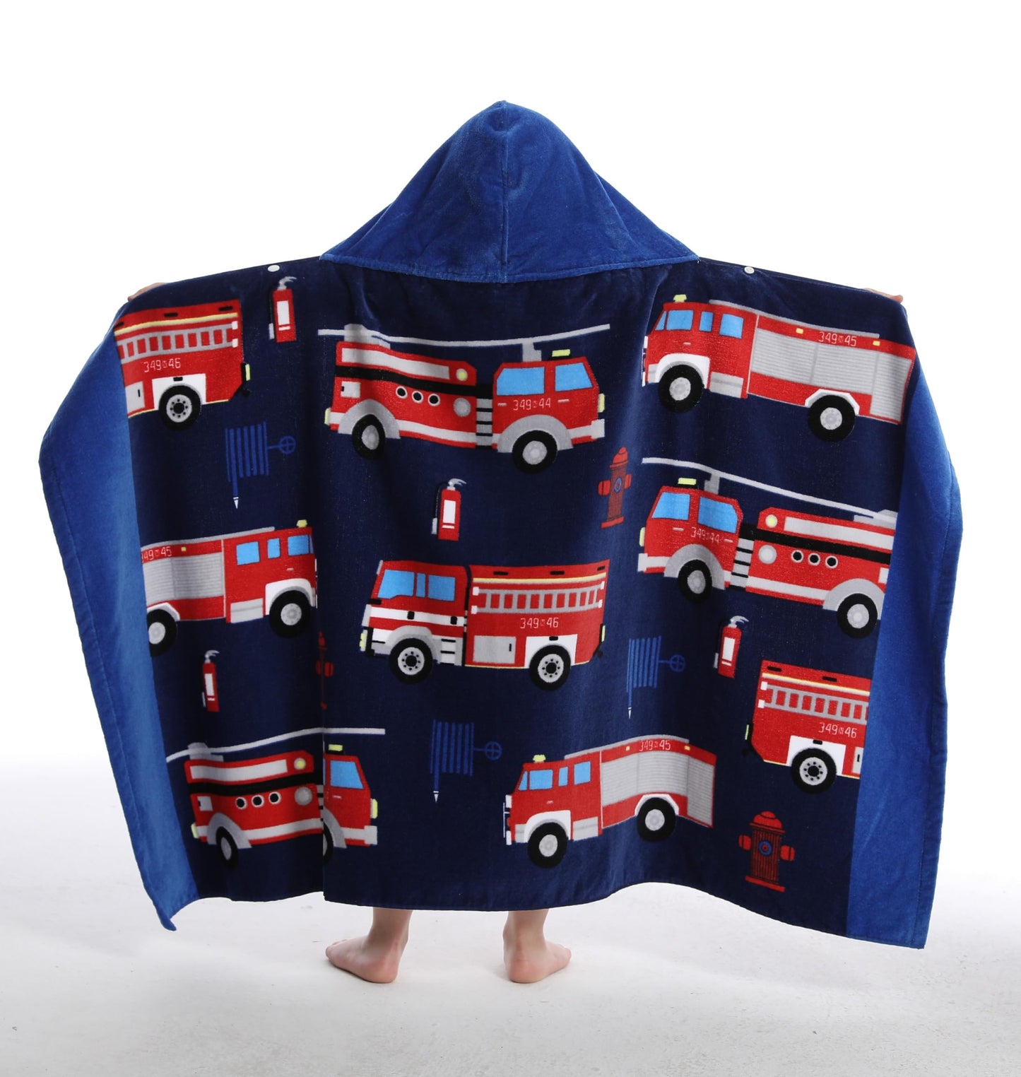 Bangsaur Kids Hooded Beach Towels, 100% Cotton 50X30 Inches Bath Pool Towel Wrap, Toddlers Boys 3-12 Years Coverup Fire Truck
