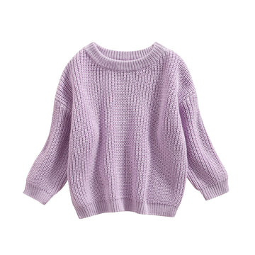 Infant Toddler Baby Girl Boy Knit Sweater Pullover Sweatshirt Warm Long Sleeve Shirt Tops Knitted Fall Winter Clothes (Purple, 2