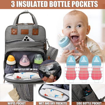 Heegel Baby Diaper Bag Backpack With Changing Station, Best Baby Registry Shower Gifts, Baby Diaper Bags For Men And Women,Essen
