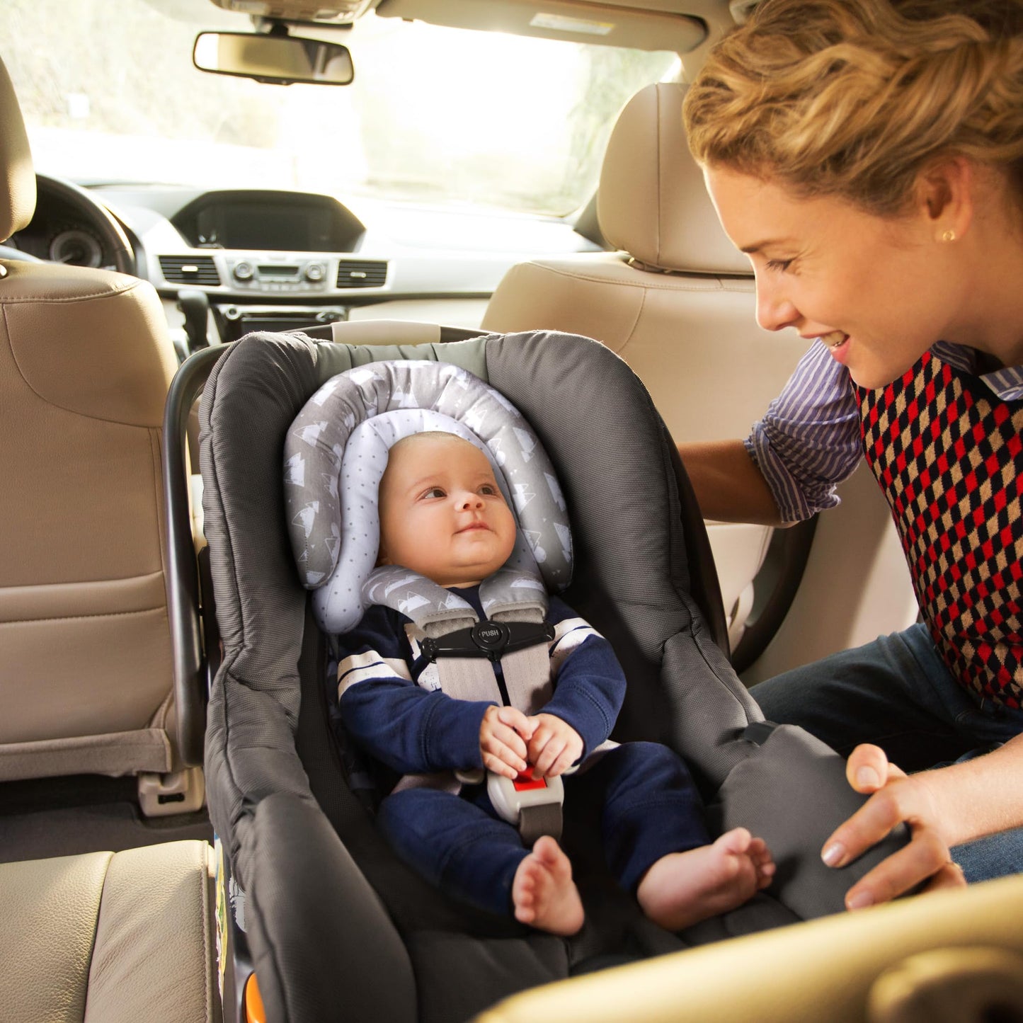 Munchkin Brica Xtraguard Head Support & Strap Cover For Baby Car Seats With Silver-Ion Technology, Mountains