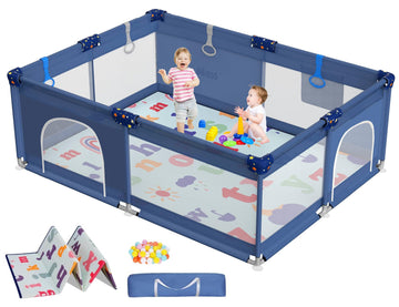 Cozibb Baby Playpen With Mat, 71'    59' Extra Large Playpen For Babies And Toddler, Baby Play Yard With Breathable Mesh, Baby