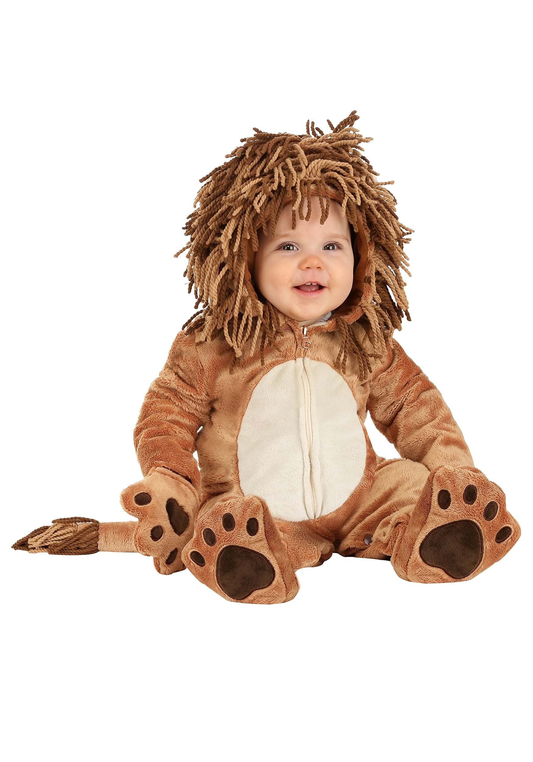 Fun Costumes Infant Lion Onesie Costume, Baby Hooded Lion Costume With Yarn Mane And Tail Details, Attached Mitts And Booties 12