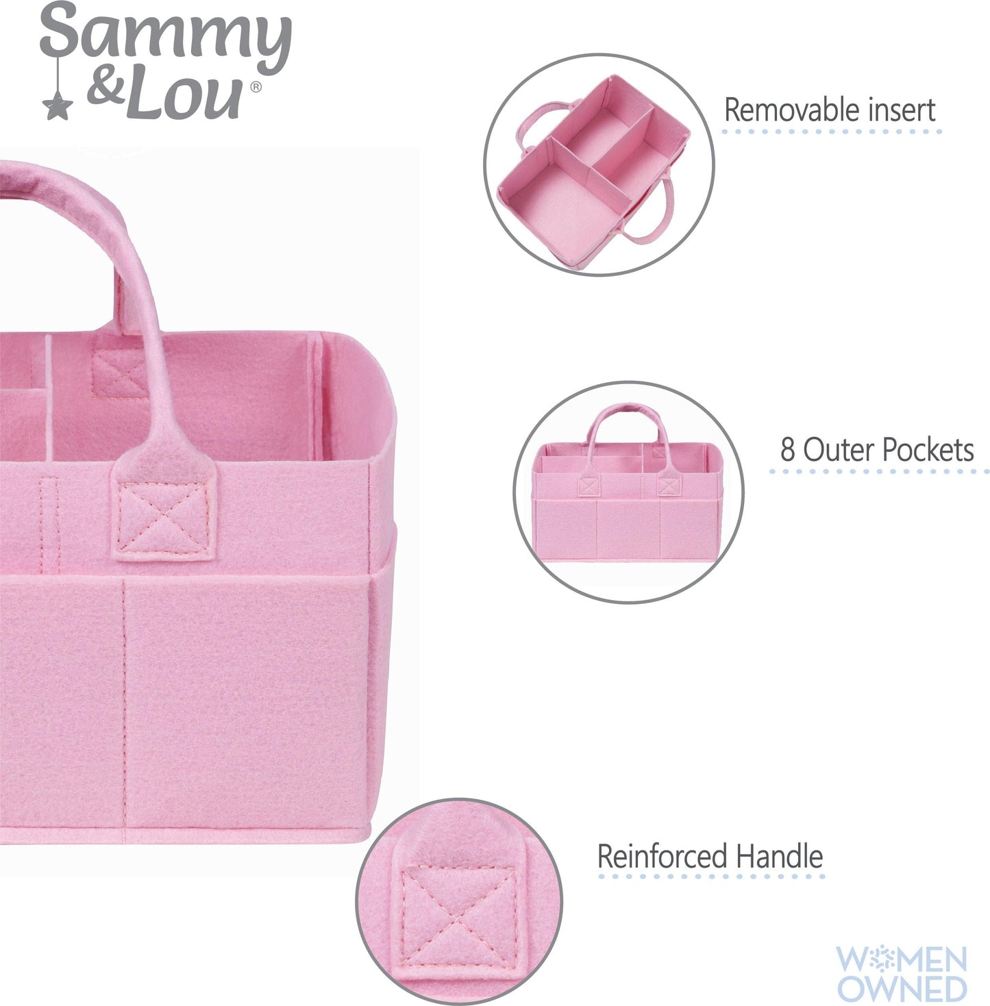 Sammy & Lou Diaper Caddy Organizer - Collapsible Tote Bag With Handles - Organizer For Diapers, Wipes & Baby Changing Supplies -