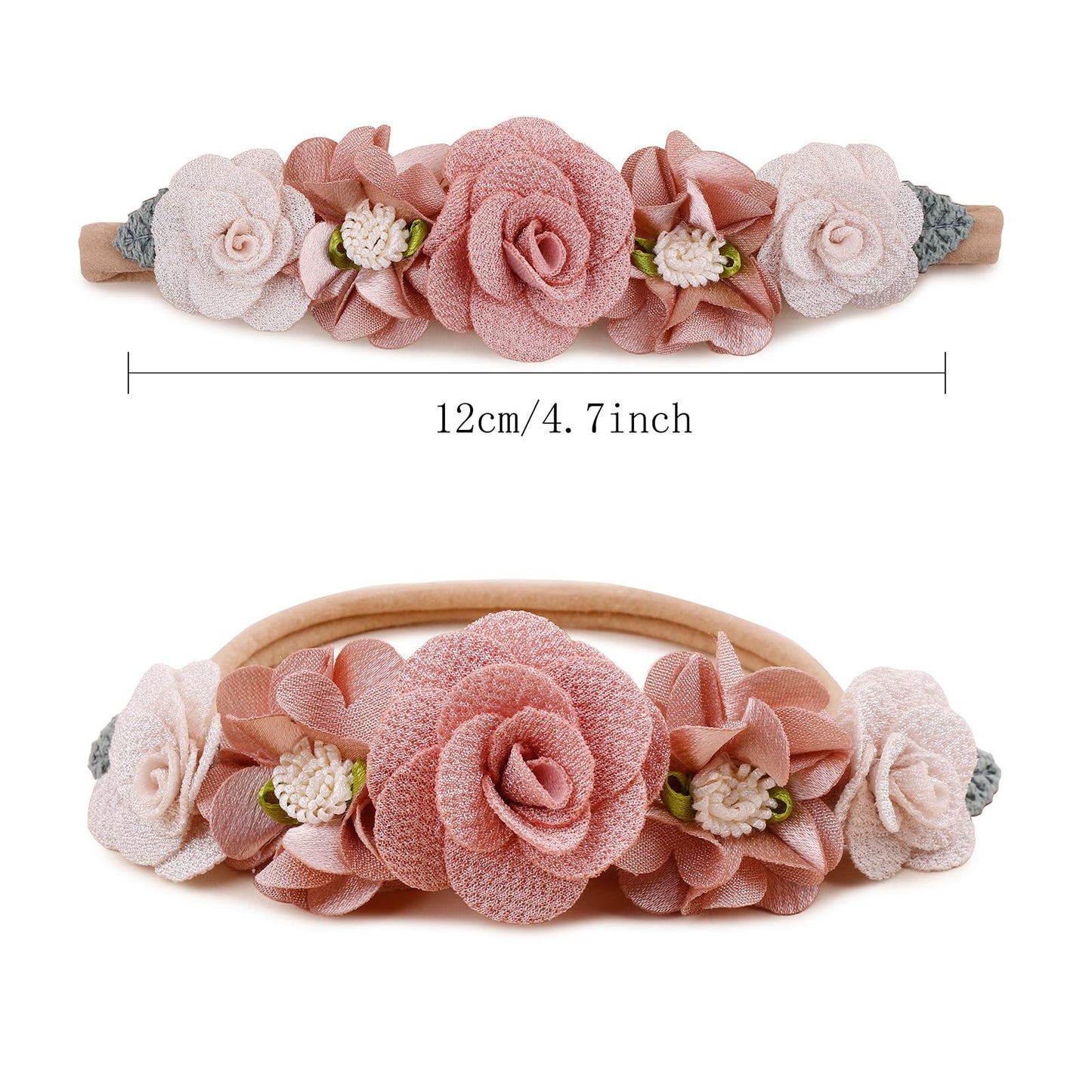 Bfnaagirl Baby Girl Floral Headband Nylon Flower Crown Elastic Hairband 3Pcs Hair Accessories Gift For Girls (9561)