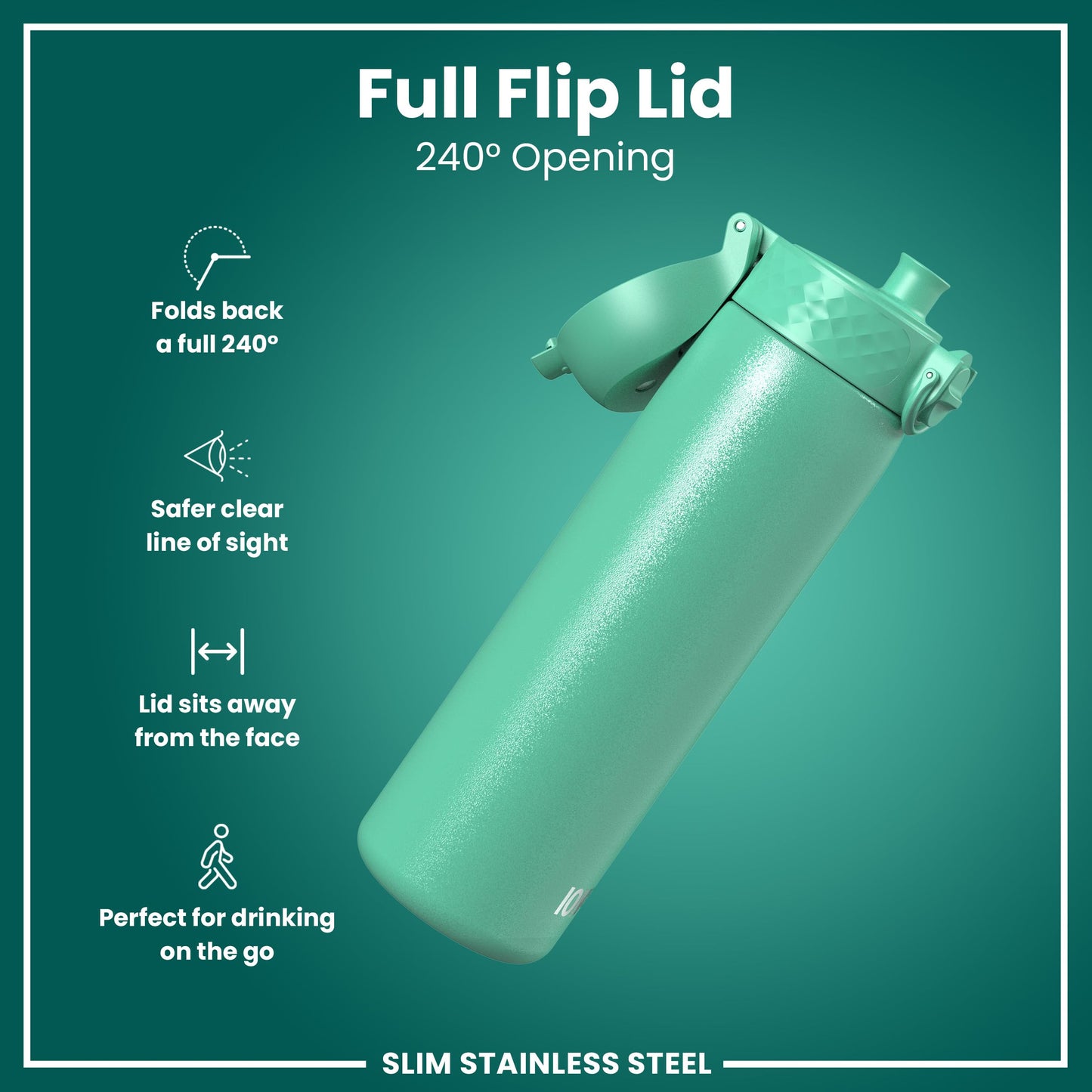 Ion8 Stainless Steel Water Bottle - Food-Safe And Odor Resistant - Fits Car Cup Holders, Backpack Pockets And More, 20 Oz  600 M