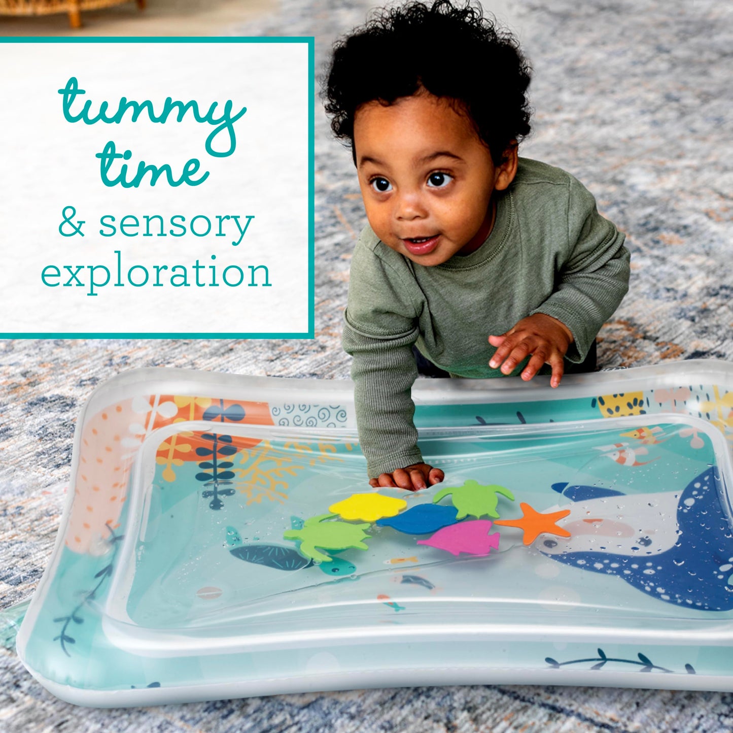 Infantino Jumbo Pat & Play Water Mat, Sea-Themed Mess-Free Water Play For Babies, Supports Tummy Time And Motor Skills Developme