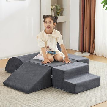 Jela Foam Blocks 6Pcs Soft Play Equipment Luxury Corduroy Fabric, Toddler Climbing Toys Indoor Soft Play Climbing For Toddlers,