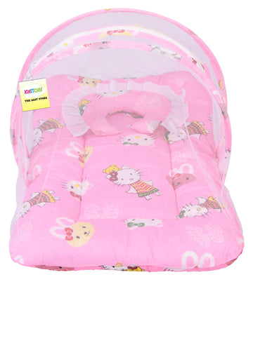 Kwitchy Baby Bed with Mosquito Net New Born Baby Bedding Set | Folding Bed | Toddler Mattress | Cotton | Gadda Set | Travel Beds