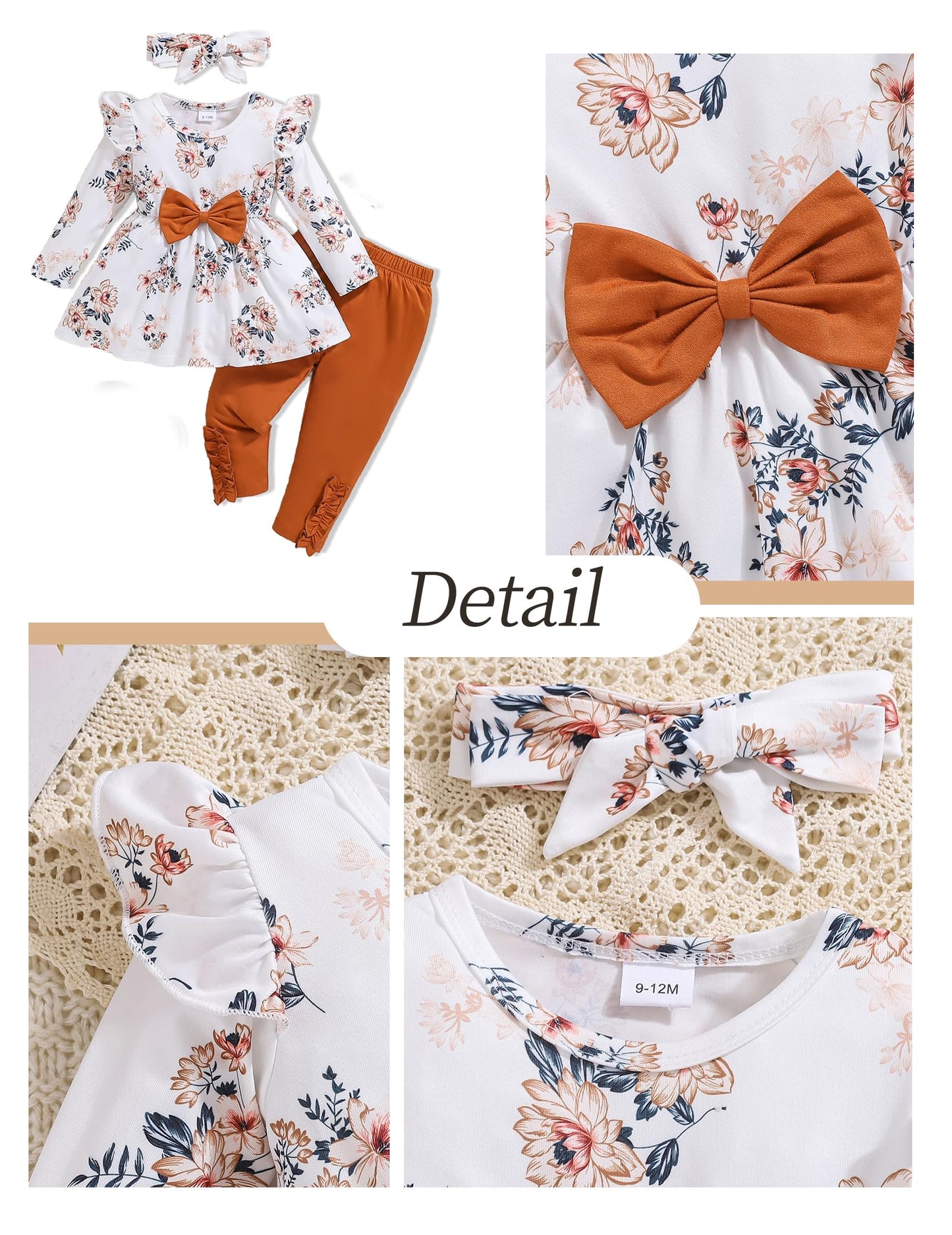 Doresbebe Baby Girl Clothes 9 To 12 Months Toddler Girl Outfits Fall Cute Ruffle Floral Pants Set Infant Winter Clothes For Litt