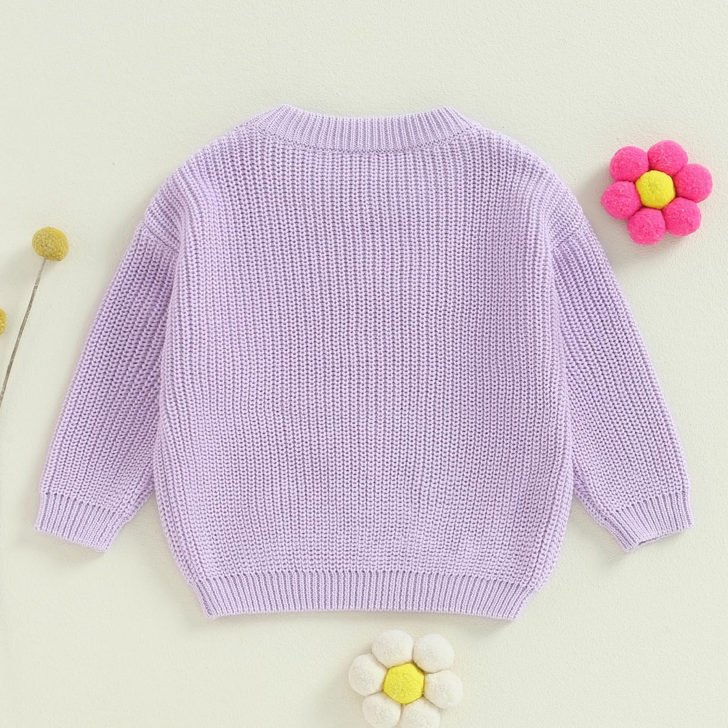 Amnnchya Toddler Infant Baby Girl Knit Sweater Big Sister Little Sister Matching Outfits Long Sleeve Pullover Sweatshirt (Purple