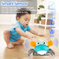 Crawling Crab Baby Toy Infant: Tummy Time Toys for Babies 3 6 9 12 18 24 36 Months, Walking Dancing Sensing Crab for Toddler 1 2