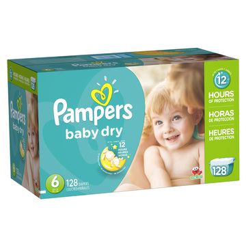 Pampers Baby Dry Diapers Size 6, 128 Count