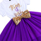 Girl Newborn It'S My 1St/2Nd Birthday Shinny Printed Tutu Princess Dress Onesie Outfit Set Purple (2 Years)