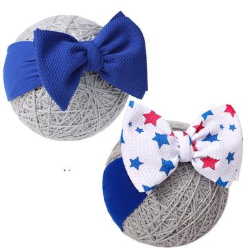 QFV Baby Girl Bows Newborn Headband 0-6 Months Infant Big Bows for Birthday/Baby Shower/Photography/Baby Gifts (Star&Blue)
