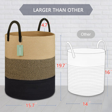 Bosroty Nursery Hamper, Large Blanket Basket, Tall Laundry Basket 65L, Laundry Hamper, Clothes Basket Laundry, Large Storage Bas