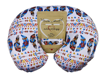 Minky Nursing Pillow Slipcover, Watercolor Feathers & Arrows Colorful Design, Infant Breastfeeding Soft Pillow Cover, Great for 