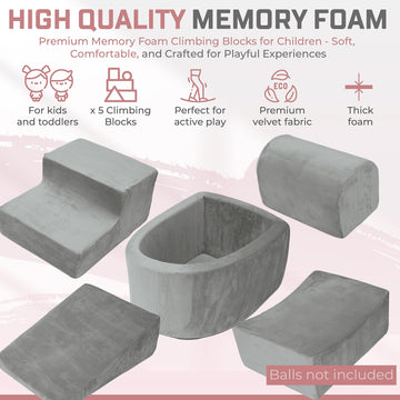 Zysmalat Foam Climbing Blocks For Toddlers 1-3 Inside - Soft Play Climb And Crawl Activity Play Set - Luxury Velvet Indoor Soft