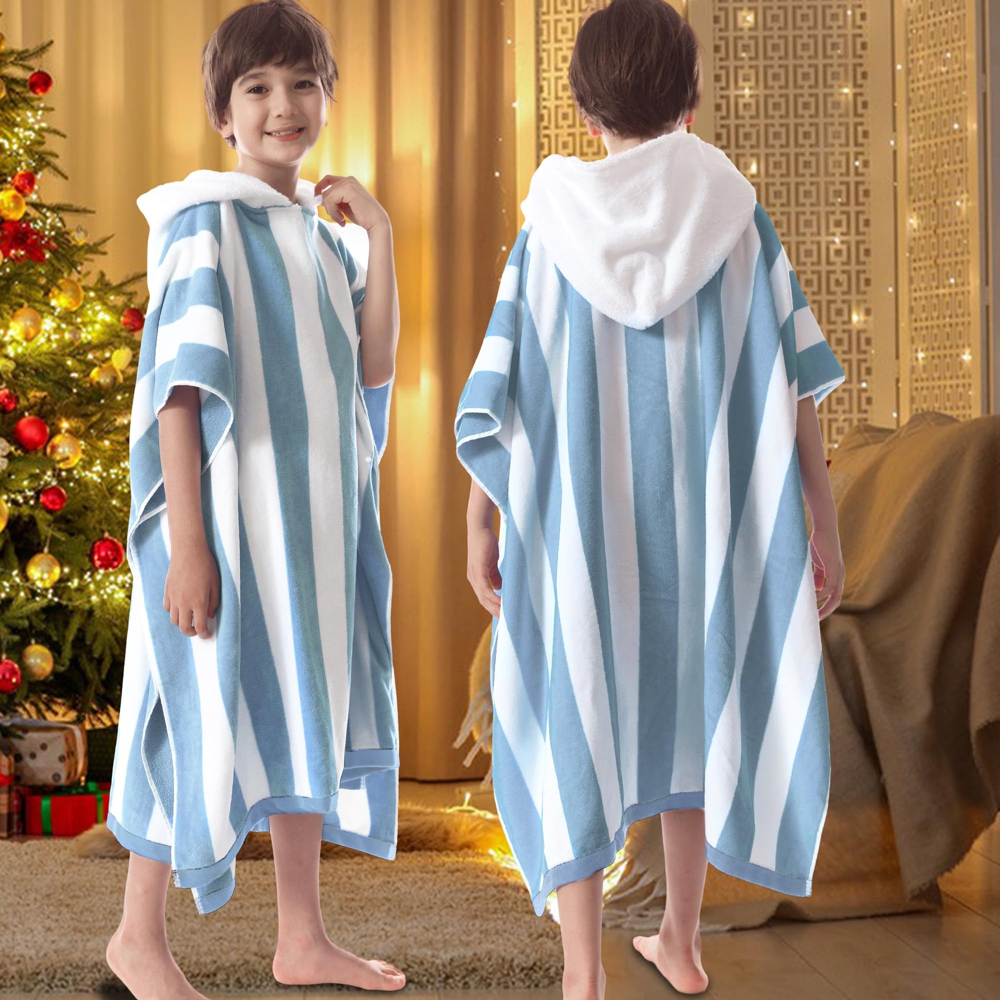VOOVA & MOVAS Oversized Hooded Beach Towels for Teens (8-16Years), 100% Cotton Thick Absorbent Poncho Towel Robe, Perfect for Po