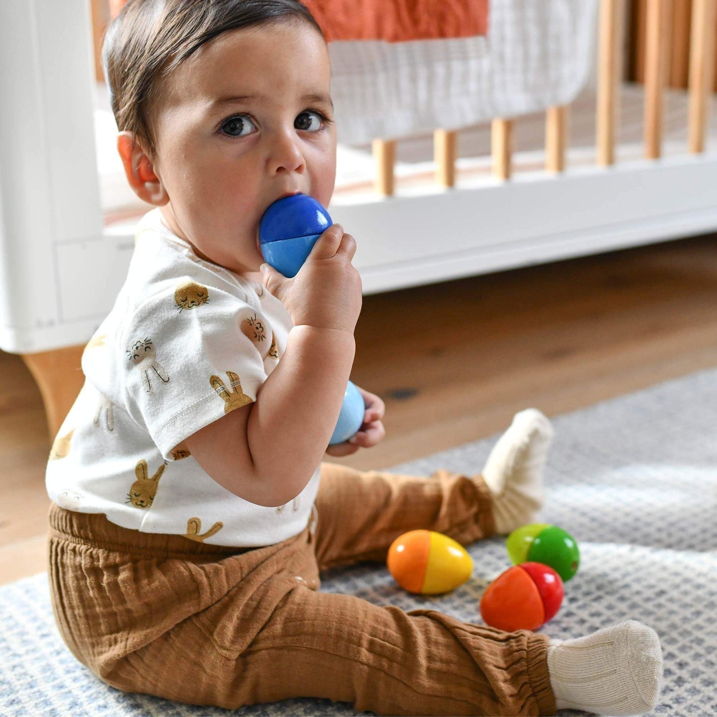 HABA Musical Eggs - 5 Wooden Eggs with Acoustic Sounds (Made in Germany)