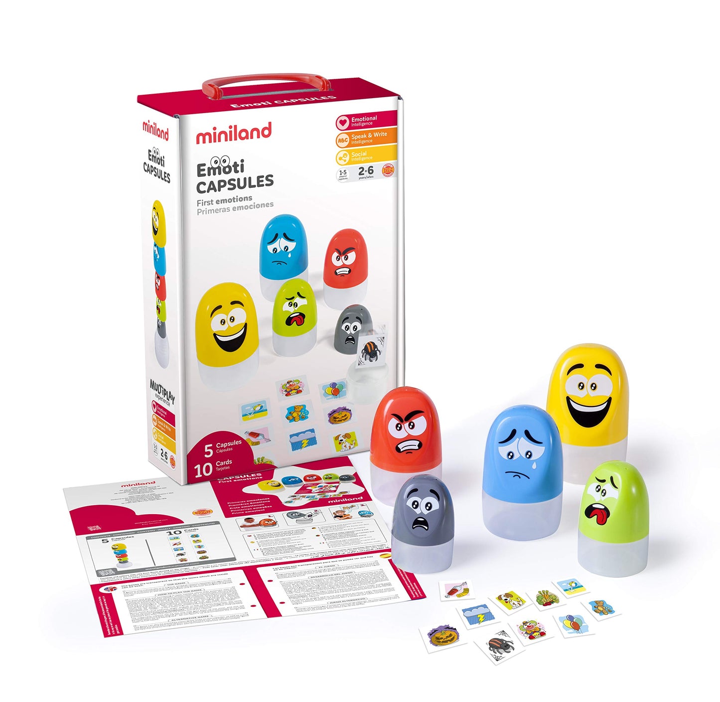 Miniland Emoticapsules. Multicolor and Funny Toy which Represent The Basic Emotions and Invite Children from 2 to 6 Years to Rec