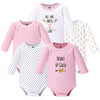 Hudson Baby Unisex Baby Cotton Long-Sleeve Bodysuits, Heart, 0-3 Months