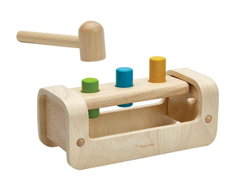 PlanToys Wooden Pounding Bench with Hammer Toy (5397) | Sustainably Made from Rubberwood and Non-Toxic Paints and Dyes