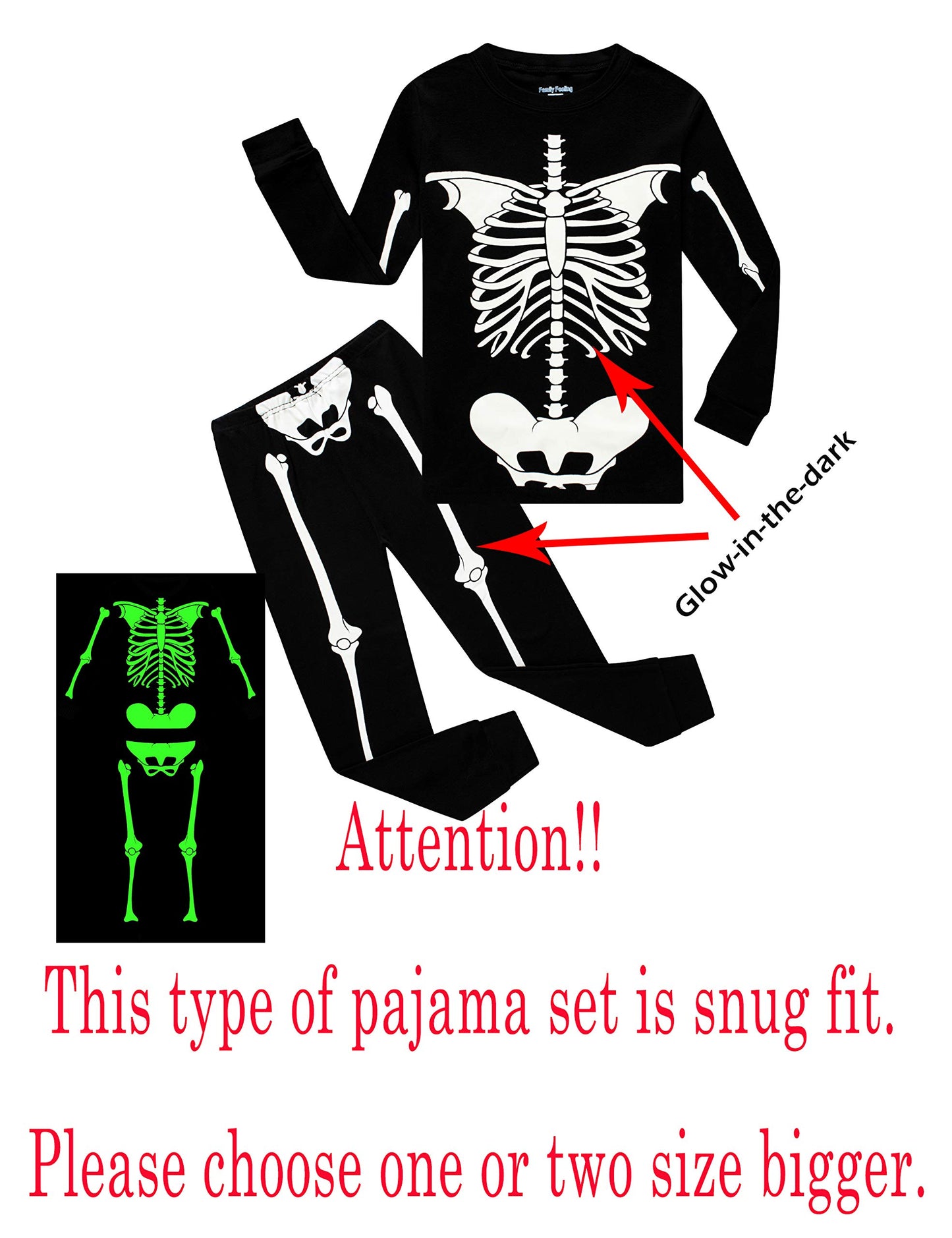 Skeleton Halloween Pajamas Baby Boys Girls Glow In The Dark Skeleton Sleepwear Long Sleeve Kids Clothes Toddler Pjs Size 12-18 M