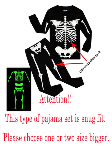 Skeleton Halloween Pajamas Baby Boys Girls Glow In The Dark Skeleton Sleepwear Long Sleeve Kids Clothes Toddler Pjs Size 12-18 M