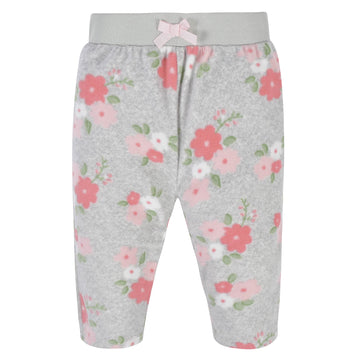 Gerber Baby Girls' 4-Pack Microfleece Pants, Floral, Newborn