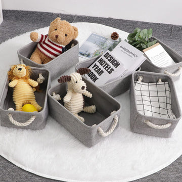 Bidtakay Small Gray Baskets Set Of 6 Fabric Storage Bins With Handles 11.8 X 7.8 X 5 Inch Collapsible Canvas Organizer Bins Bask