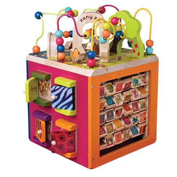 B. - Wooden Activity Cube - Activity Center with Alphabet - Educational Toys - Wooden Toys for Toddlers, Kids - 1 Year + - Zany 