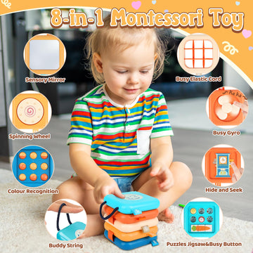 ZCOINS Toddler Travel Toys Busy Cube, Montessori Busy Board for Toddlers, Fine Motor Skills Toys for 1.5-2 Year Old, Toddler Sto