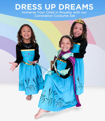Cokos Box Girls Coronation Dress Costume Cape Gloves Tiara Crown Accessories Kids Set (Multicolored, 6 Years)