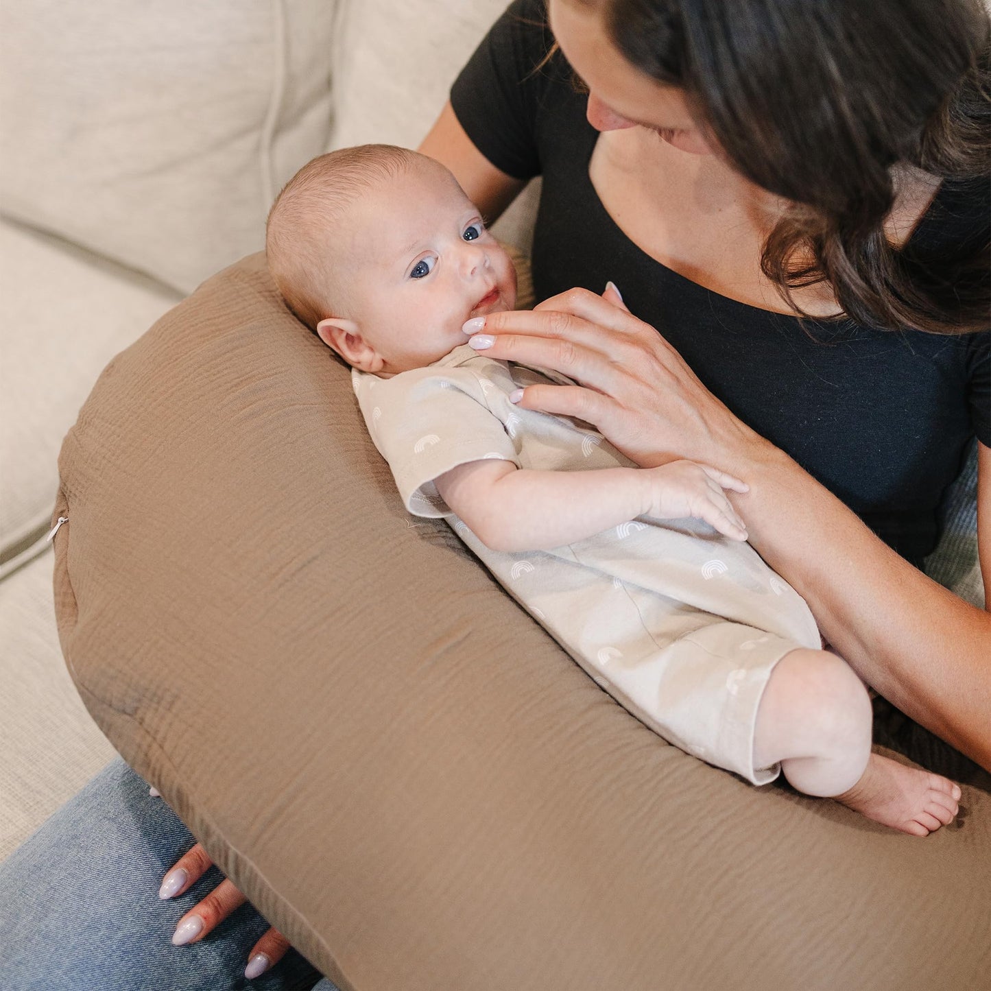 Konssy 2 Pack Muslin Nursing Pillow Covers, Soft And Adorable Nursing Cover For Breastfeeding Pillows, Pillow Slipcover For Baby
