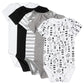 Honestbaby 5-Pack Organic Cotton Short Sleeve Bodysuits, Pattern Play, 0-3 Months