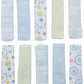 Spasilk Washcloth Wipes Set For Newborn Boys And Girls, Soft Terry Washcloth Set, Pack Of 10, Blue Circles