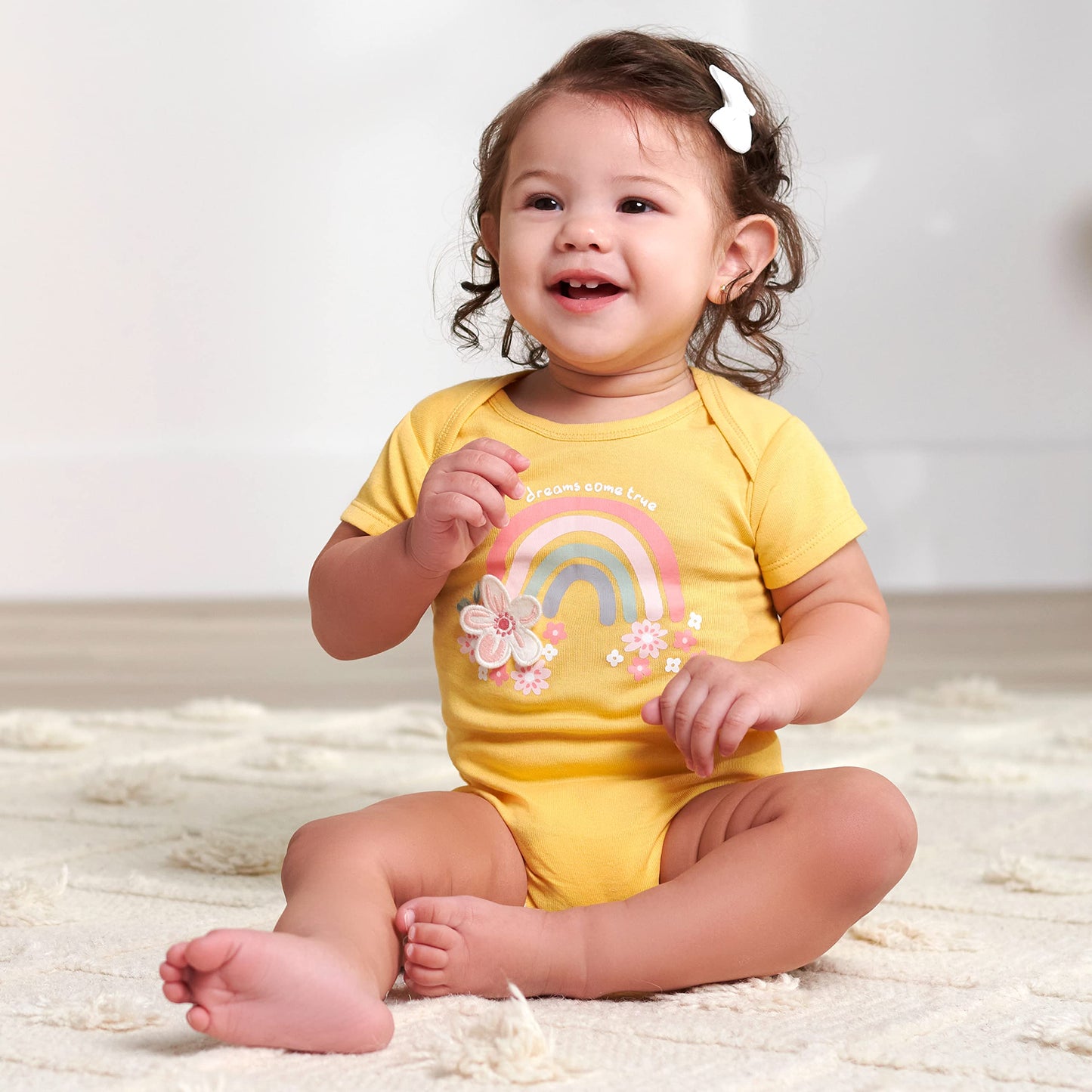 Gerber Baby Girls 5-Pack Short Sleeve Variety Onesies Bodysuits Golden Floral 12 Months