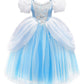 Axaxa Cinderella Princess Dress Girls Fancy Party Costume Halloween Christmas Cosplay Dress Up Outfit For 4-7 Years