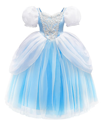 Axaxa Cinderella Princess Dress Girls Fancy Party Costume Halloween Christmas Cosplay Dress Up Outfit For 4-7 Years