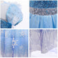 Rexreii Girls Frozen Elsa Princess Sequins Dress Halloween Costume Christmas Birthday Evening Party Ball Gown W/Accessories 6-7T