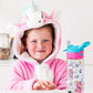 Nuby Push Button Flip-It Soft Spout Tritan Water Bottle, Pink Unicorns, 18 Oz