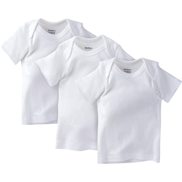 Gerber Baby 3-Pack Short-Sleeve Slip-On Shirts, White, 24 Months