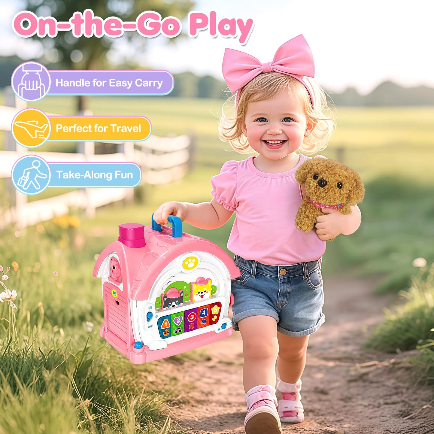 Ellinjan Montessori Toys for 1 2 3 Year Old Girl Gifts, Baby Musical Toys 12 18+ Months, 10 in 1 Bilingual Learning Toy with Sou