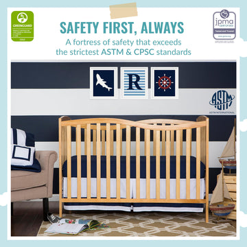 Dream On Me Chelsea 5-In-1 Convertible Crib In Natural, Jpma Certified