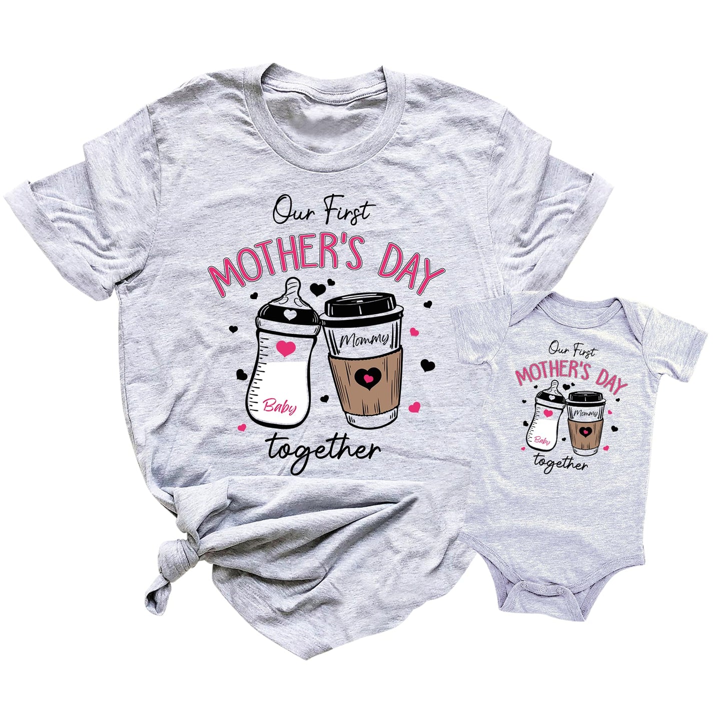 Our 1St Mother 'S Day Shirt, Mommy And Me Shirts, Matching First Mother 'S Day Outfits, Customizable With Names And Date, Baby B