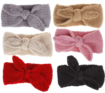 Ycmi Baby TurbanKnitting Headband WinterWrapKnottedWide  Toddlers Headbands 6 Pieces (Black+Gray+Beige+Pink+Red+Khaki)